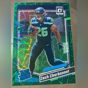 2023 Donruss Optic Zach Charbonnet Green Velocity Prizm Rated Rookie #294 Card